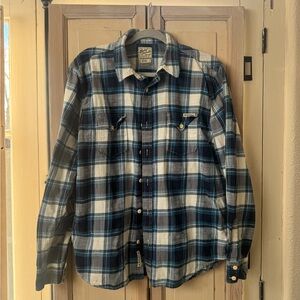 Lucky Brand Navy and White Plaid Shirt
